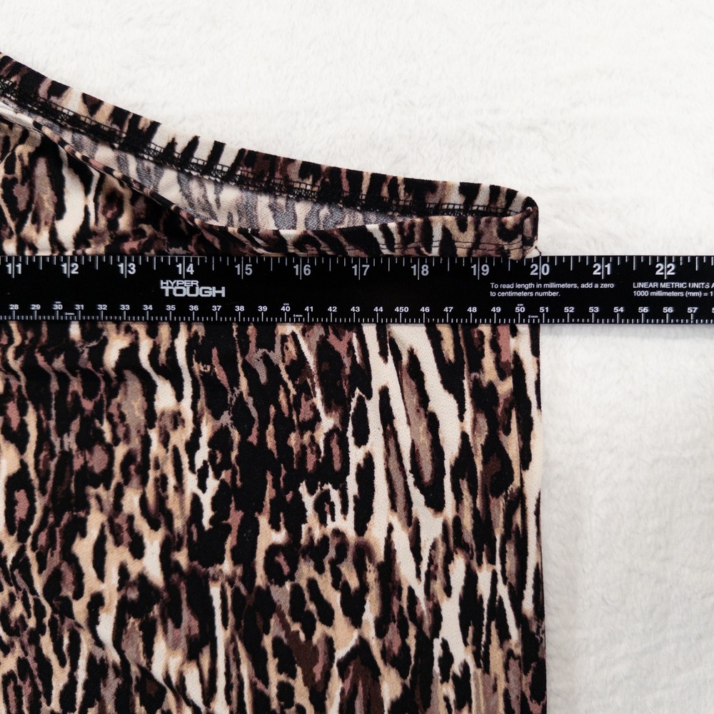 Maurices One Shoulder Top Large Brown Leopard Print Stretch Knit Mob Wife New - Picture 6 of 11
